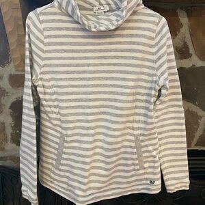 Vineyard Vines Women's Cowl Neck Sweater - Gray and White Stripes